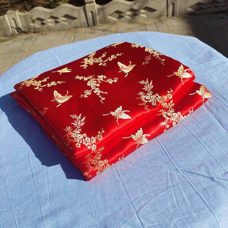 杭州织锦缎被面复古红色中式绸缎被套定做单双人被罩水洗真丝被里