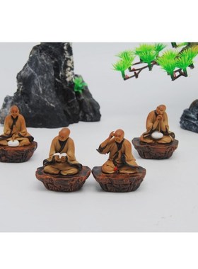 中国风少林小和尚四式陶瓷摆件精品盆景鱼缸假山园林园艺装饰品