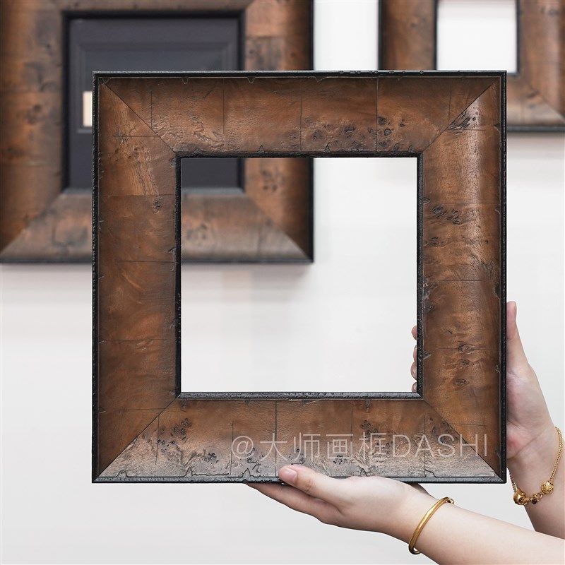 油画外框定制实木装饰画框装裱复古做旧欧式美式侘寂风相框a4