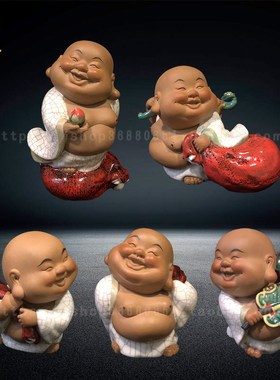 家居客厅电视柜装饰品石湾公仔创意现代中式可爱童趣陶瓷摆件精品