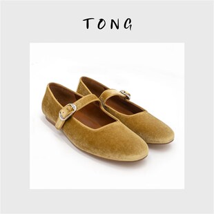 周浪清黄色浅口单鞋时尚简约圆头鞋2023秋季新款