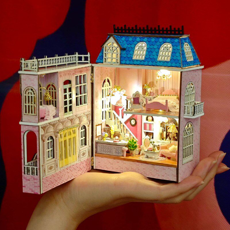 迷你家园diy手工小屋小房子模型别墅木质拼装建筑玩具生日礼物女
