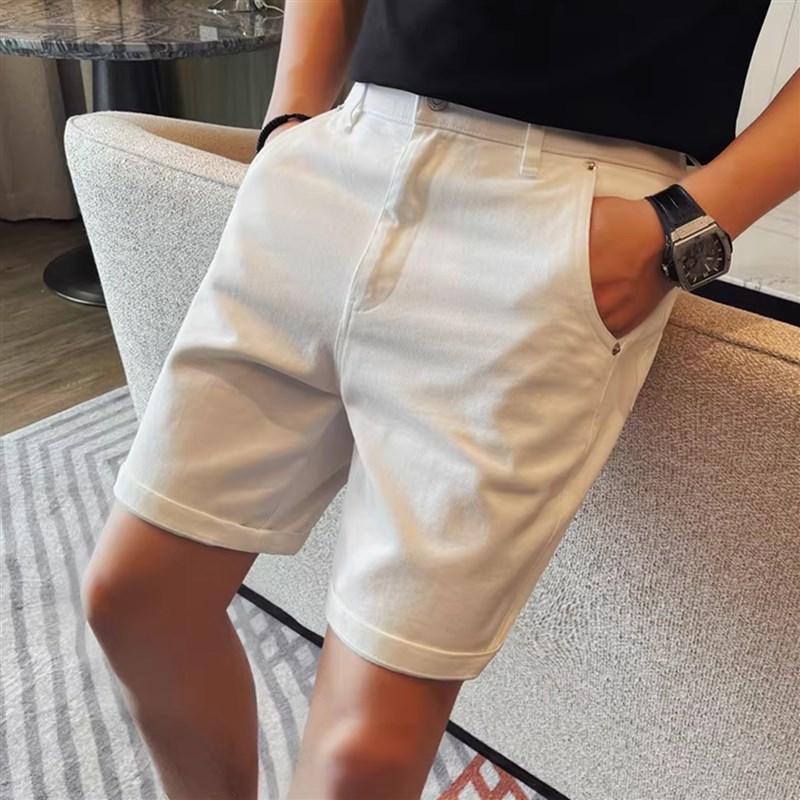 夏季直筒牛仔短裤韩版潮流男士时尚百搭休闲五分裤青年帅气中裤子图片