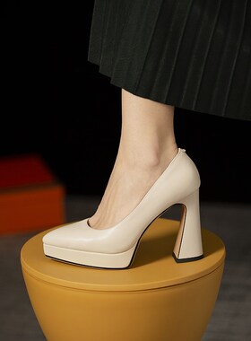 冬季新款气质白色主婚纱婚鞋粗跟防水台宴会夜店超高跟旗袍模特鞋