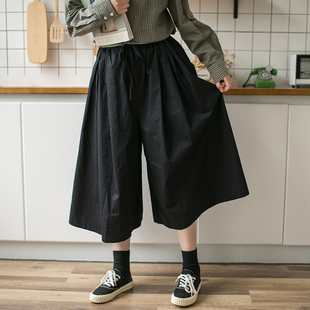 女胖MM直筒高腰宽松250斤七分裙裤 大码 潮 200斤阔腿裤 21秋日系工装