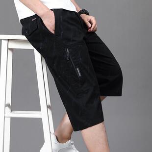 爸爸纯棉中老年宽松大码 七分裤 休闲中裤 薄大裤 夏季 衩马裤 男士