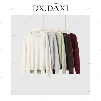 DX.DAXI【圆领团绒】进口Tasmanian纱线轻奢百搭纯色圆领毛羊毛衫
