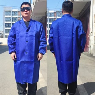 涤卡材质大褂 蓝色长袖工作服 男女搬运服劳保服 汽修耐脏蓝厂服