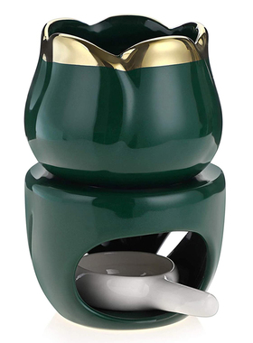 墨绿色镶边大容量分离式香薰炉郁金香炉室内R香薰灯精油加热炉
