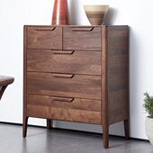 北美黑胡桃木斗柜收纳柜意式 实木五斗柜客厅抽屉柜子北欧卧室斗橱