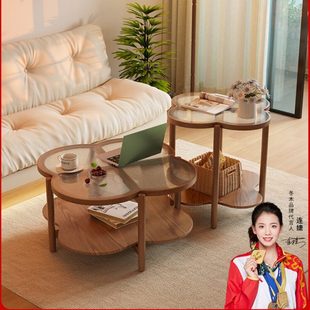 冬木云朵茶几实木北欧客厅家用简约现代小户型奶油侘寂风网红茶几