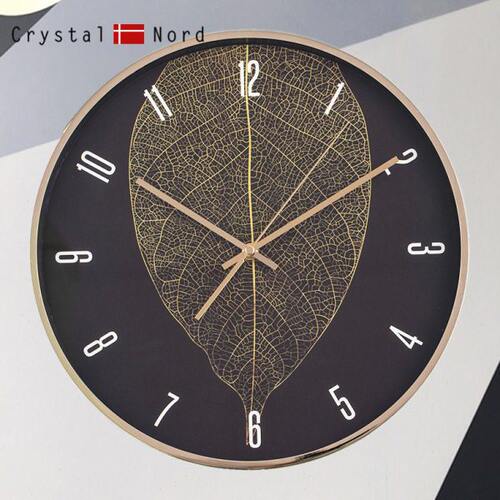 Crystal Nord金色叶脉挂钟客厅时钟创意大气现代家用卧室轻奢北欧