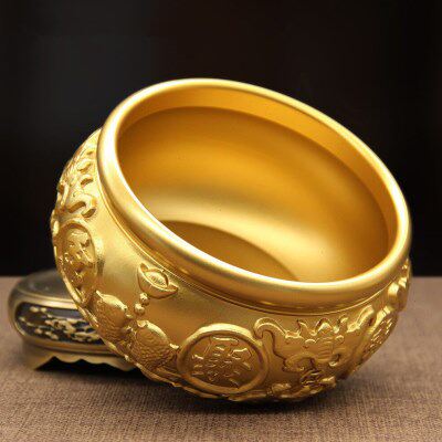 黄铜聚宝盆摆件高档客厅乔迁装饰品办公室招财店铺公司开业礼品