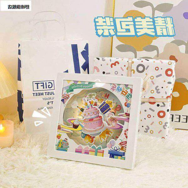 生日礼物女生送女朋友闺蜜同学创意走心3立体旋转相框灯摆台摆件