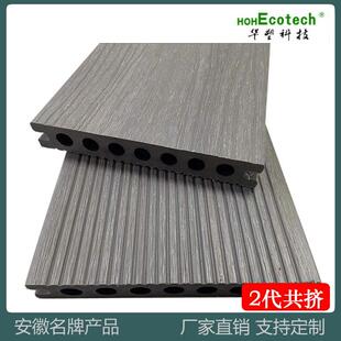 木塑WPC地板145*21二代共挤圆孔环保塑木材料园林室外装修板防腐