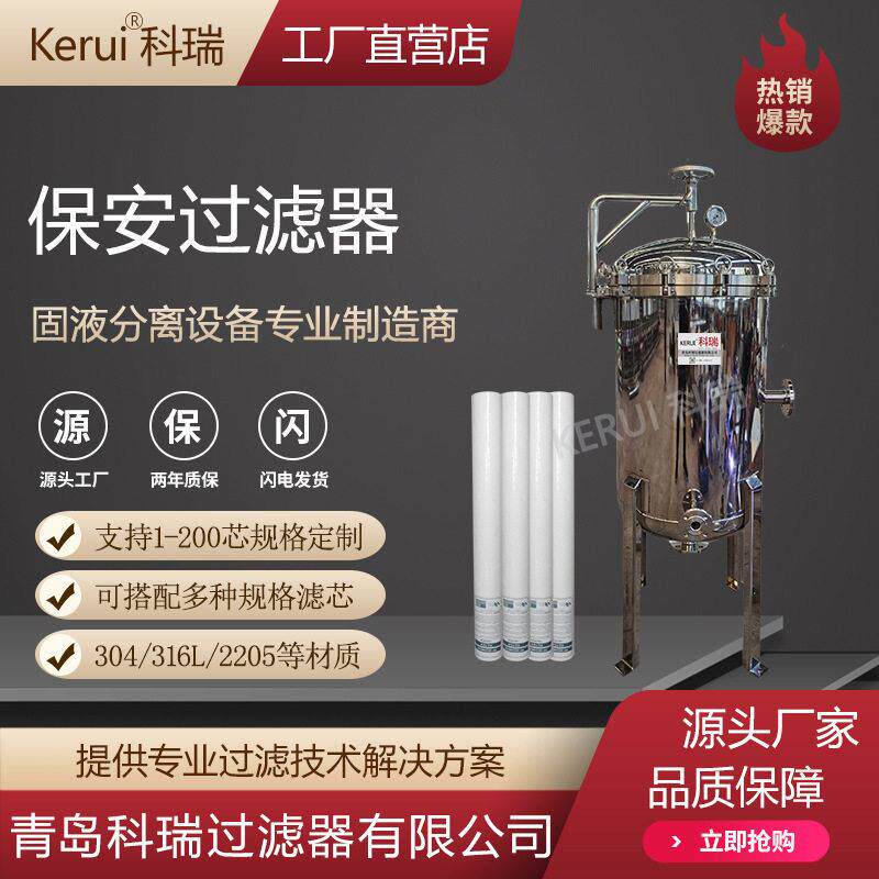 精密过滤器水处理一级反渗透RO保安过滤设备PP棉滤芯式过滤器