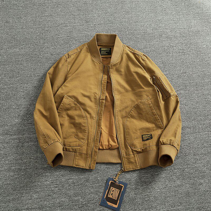 美式休闲复古棒球领梭织休闲外套男潮牌经典复刻MA1飞行夹克上衣