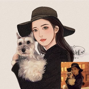 手绘头像复古水彩风头像定制情侣婚礼请柬插画定制代画画头像约稿