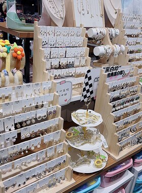 木质耳环首饰展示架手串手表项链陈列柜台摆摊饰品收纳桌面展架