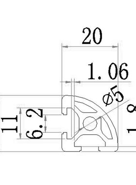 2020R工业铝型材 铝合金型材 半圆铝合金材 花架框 20半圆铝型材