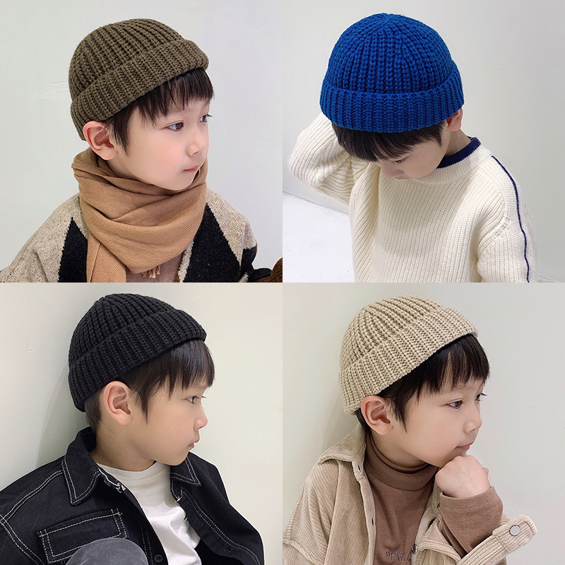 儿童帽子潮秋冬男童女童时尚毛线帽宝宝瓜皮帽痞雅帽韩版酷针织帽