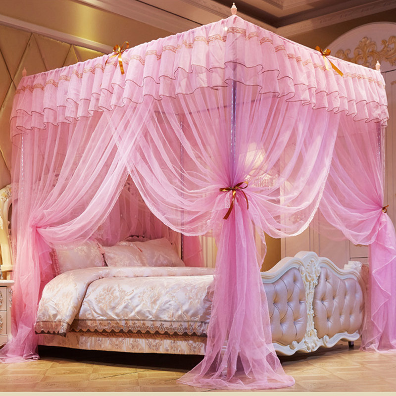 不锈钢支架三开门宫廷蚊帐套装方顶加高落地式1.5m1.8m米床双人2