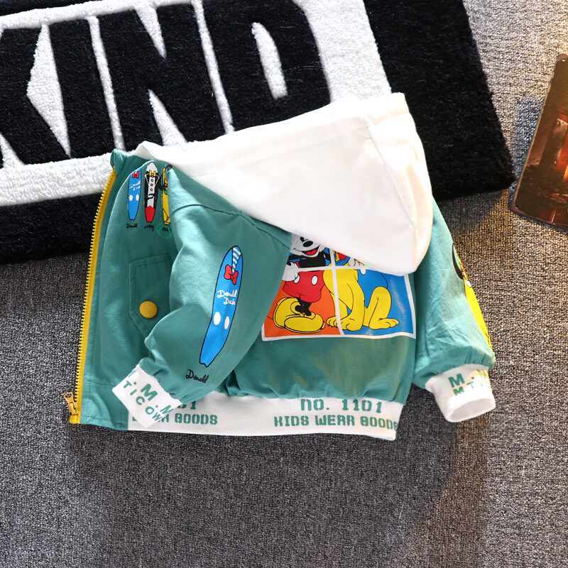 普通外套女童男童毛衣套头秋冬夹克婴儿连体衣宽松牛仔外套 男