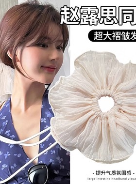 赵露思超大白色大肠发圈女2025新款高级感发绳扎头绳头花头饰发饰