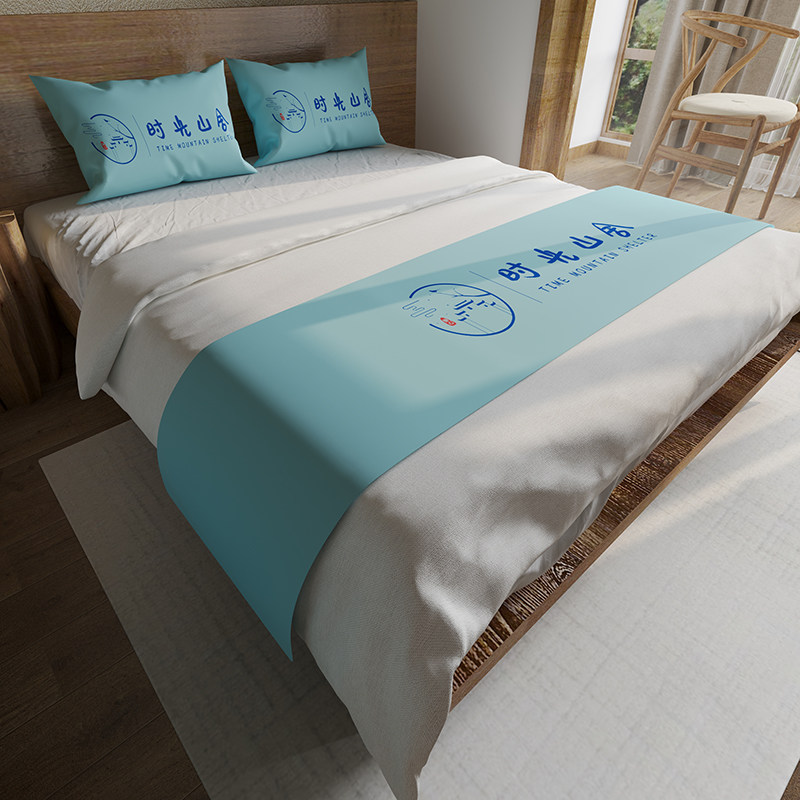【定制logo】酒店床旗床上民宿床尾巾垫高档现代简约轻奢床盖双层,床上用品,床旗,淘宝优惠券,粉丝福利购,淘宝优惠卷