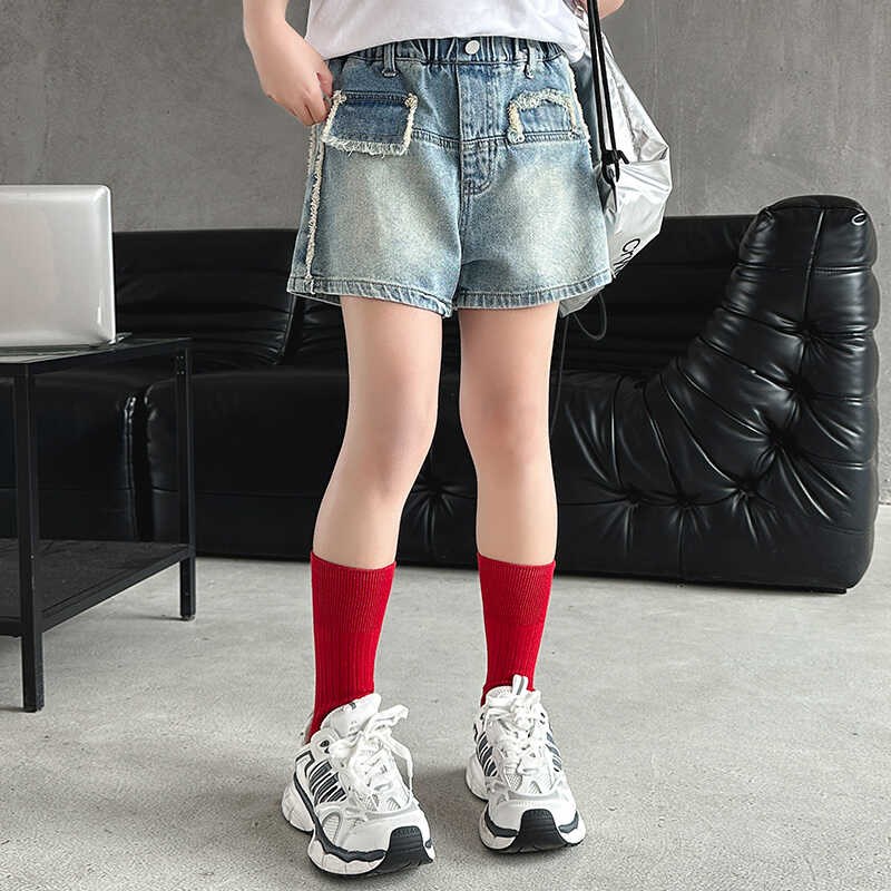 女童牛仔短裤夏季2024新款儿童百搭休闲裤子夏装大女童装时尚热裤