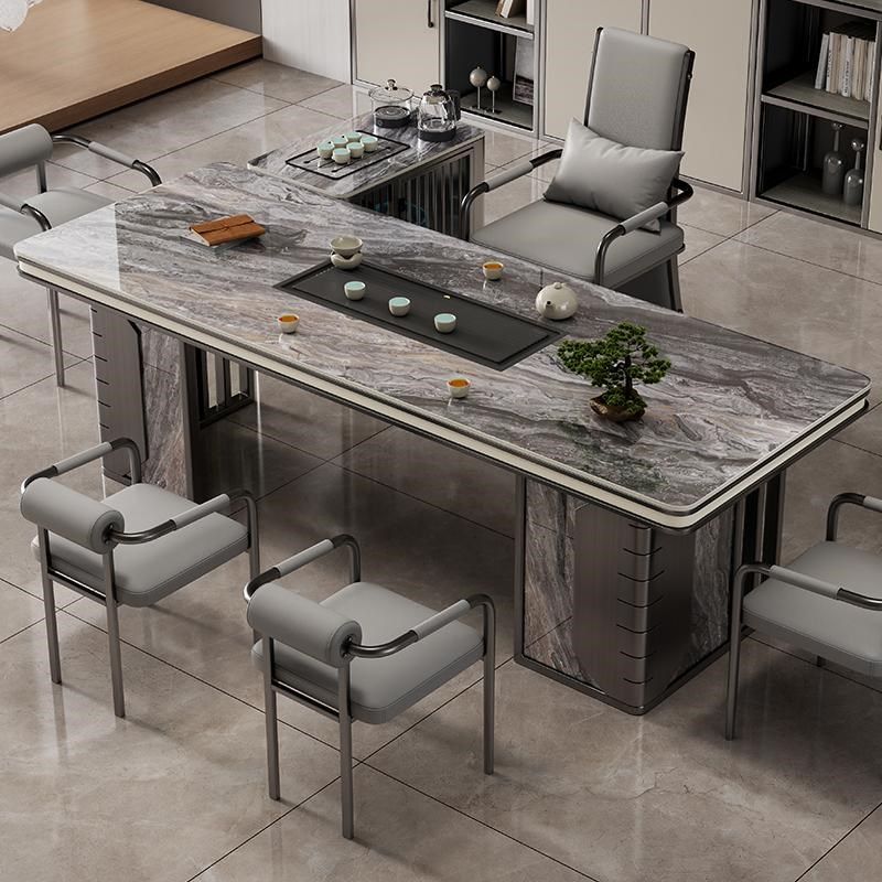 轻奢简约现代岩板茶桌椅组合阳台烧水壶一体办公室石板小茶台茶几