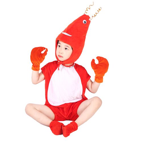 小龙虾演出服儿童海洋动物服装环保走秀男孩幼儿园时装秀装扮夏天