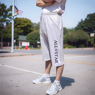 宽松加肥加大码 纯棉七分裤 马裤 运动短裤 外贸爸爸中老年高腰 男夏季