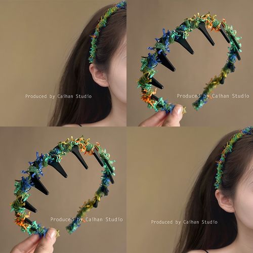 心动松绿~波浪编织带齿发箍女高颅顶压发头箍气质高级感旅行发卡