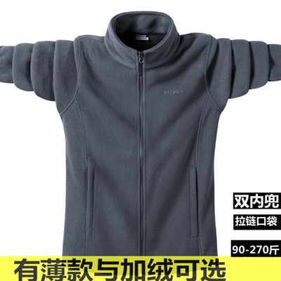 卫衣外套男冬季不带帽子颗粒绒无帽加绒加厚男款抓绒衣摇粒绒运动