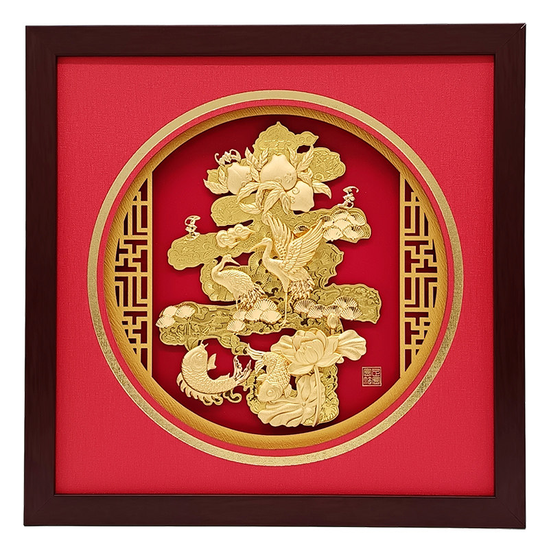 祝寿贺寿大寿字金箔画松鹤寿桃摆件爷爷奶奶80大寿辰礼品生日贺礼