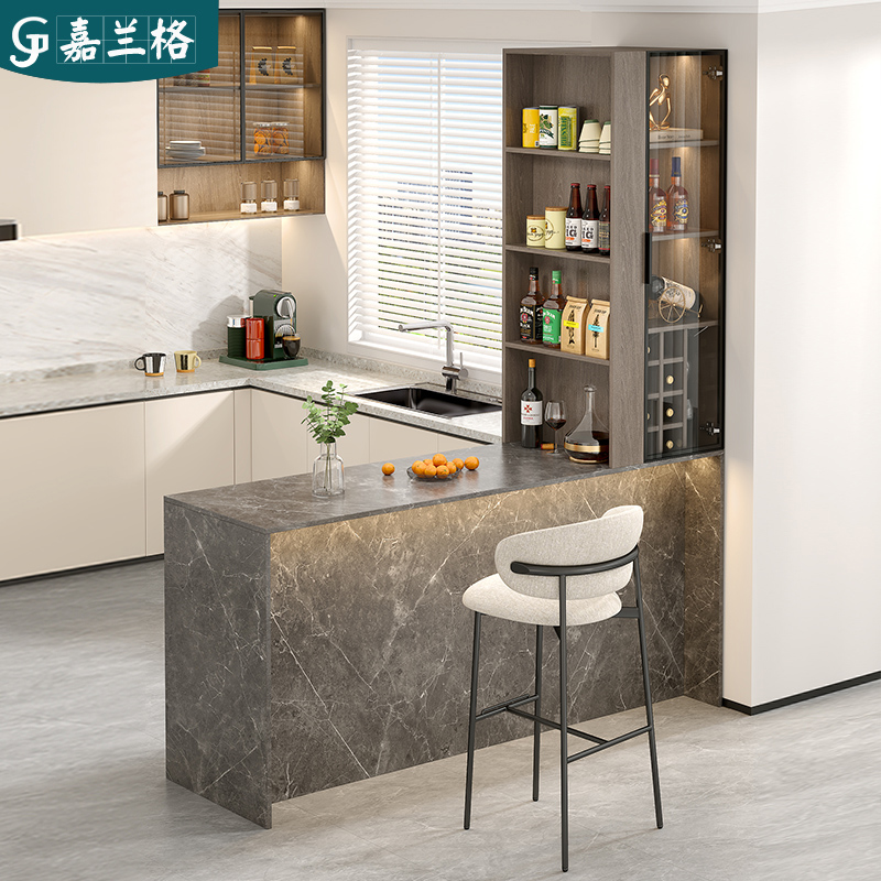 定制双面吧台隔断柜餐边p柜酒柜一体厨房餐厅岛台餐桌收纳柜9G330
