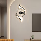 黑白简约客厅钟表挂钟高级感电视背景墙发光静音装 饰时钟挂墙壁钟