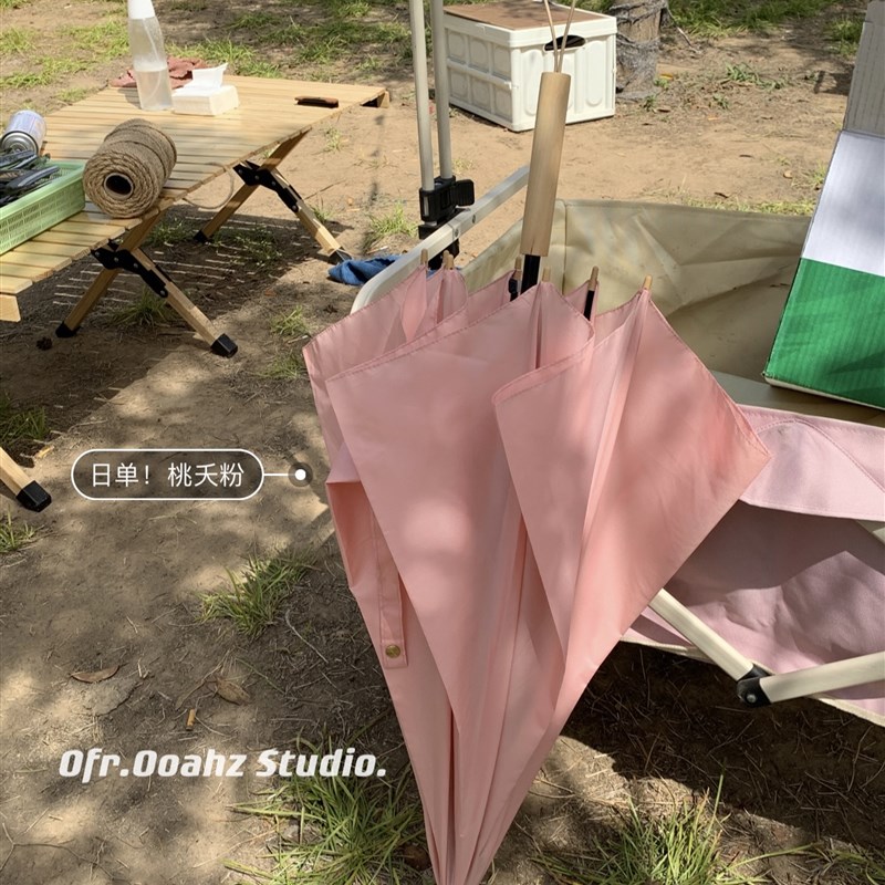 山野原宿~毒家版!n出口岛国日系直杆伞 纯色长柄雨伞实木手柄男女