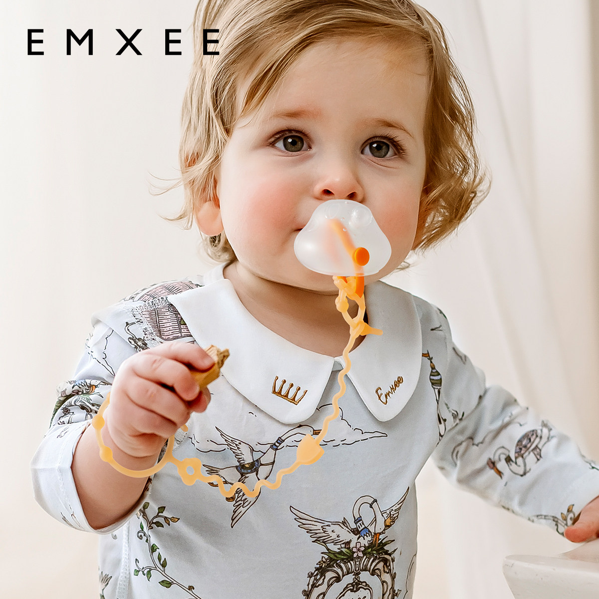 嫚熙安抚奶嘴链婴儿牙胶防掉链宝宝磨牙棒防丢链硅胶玩具挂绳