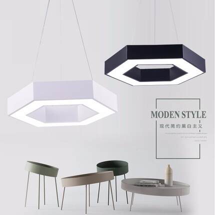 LED几何空心六边形办公吊线灯创意健身房商店可并接组工业风吊灯