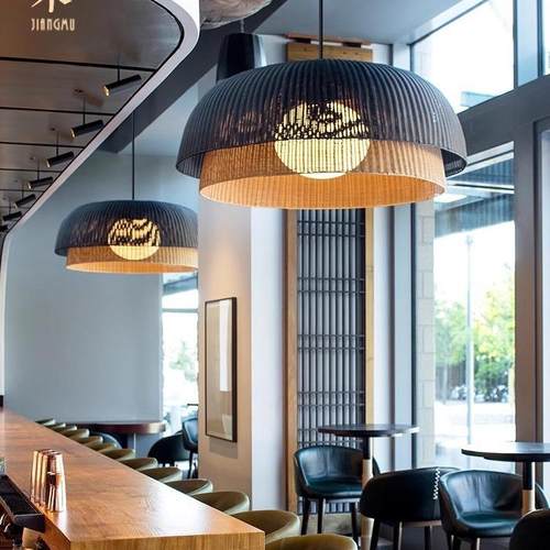 艺术灯现代中式藤编吊灯火锅店饭店包间餐饮吧台餐厅民宿手工编织