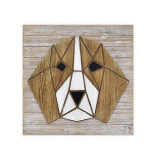 日式原木风木板画动物小狗画客厅卧室民宿装饰工艺画拼接复古怀旧