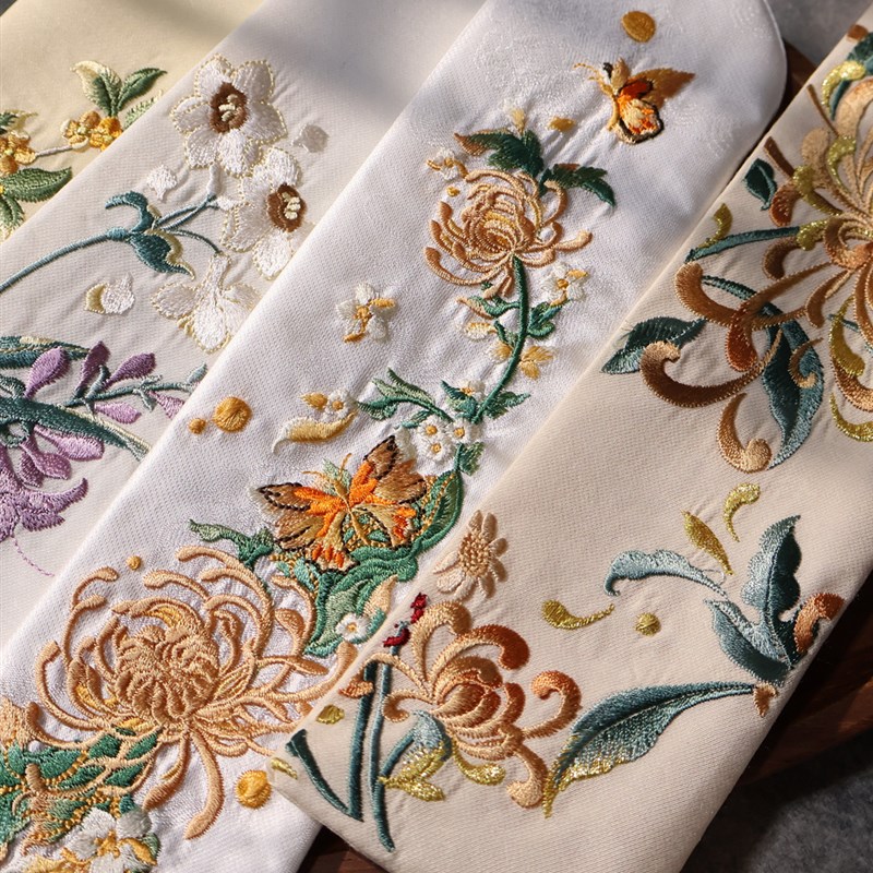 【岫居  包邮】新款绣花567寸金丝楠木崖柏折扇收V纳袋扇套可定制