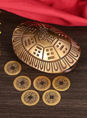 六摇卦铜乌龟壳创意铜钱用具龟甲六十四卦工具中式工艺品家居摆件