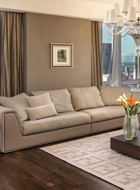 松兰意式轻奢真皮沙发酒店别墅客厅公寓沙发后现FD 一件定 制