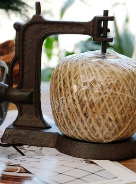 中式创意个性复古怀旧铸铁艺缝纫机线轴麻绳家居软装饰桌面摆件