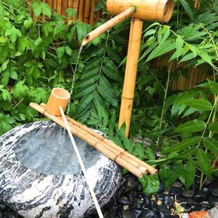 竹筒流水器摆件配件竹子自循环鱼缸喷泉竹排竹制惊鹿日式庭院户外