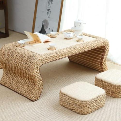 藤编榻榻米茶几茶桌阳台桌简约飘窗桌日式矮桌民宿地台组合小桌子