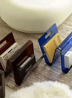 简约亚克力书架W型s設計雜志书架中古風格手提書本裝飾藍色棕色款